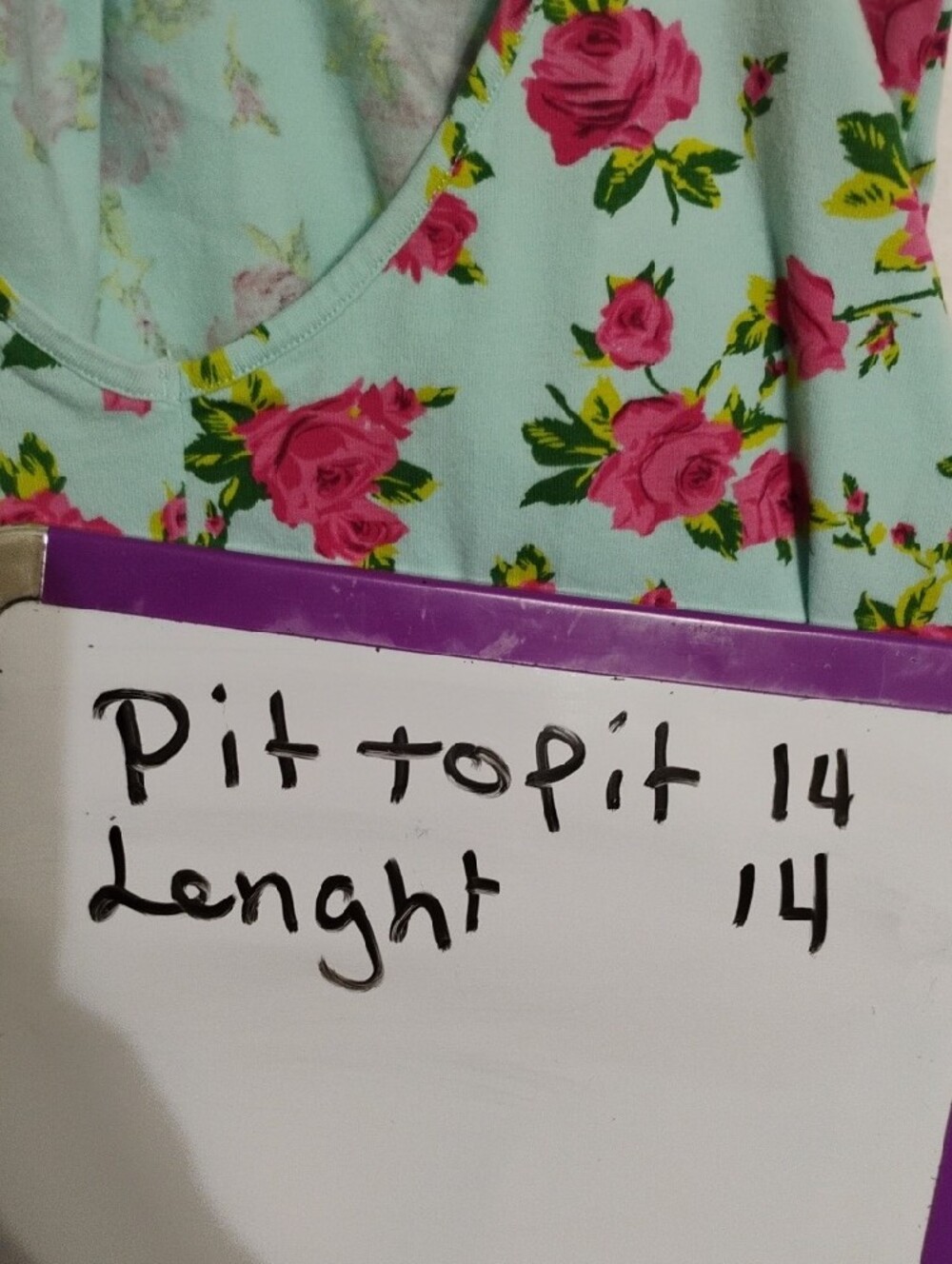Betsey Johnson Mint Floral Spaghetti Strap Camisole with Pink Roses - Picture 7 of 7